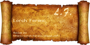 Lorch Ferenc névjegykártya